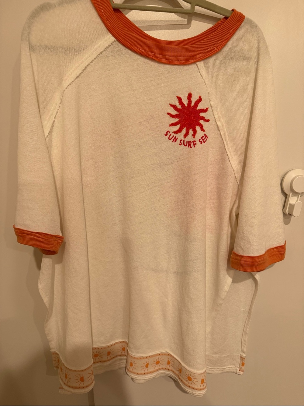 We the Free Giulia Tee with Orange Trim & Sun Motif